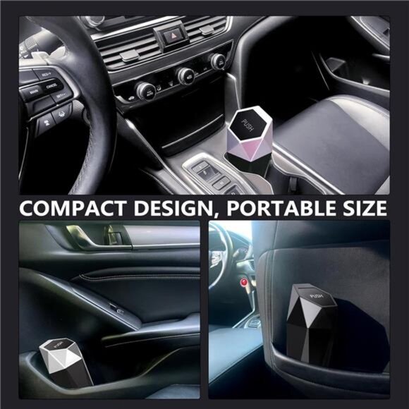 Car Trash Can Cup Holder, 2 Pack Mini Trash Can with Lid, Car Accessories - Picture 2 of 7